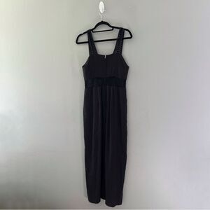 Steinbock Tyrol Austria maxi dress lace cutout sleeveless black linen size 8
